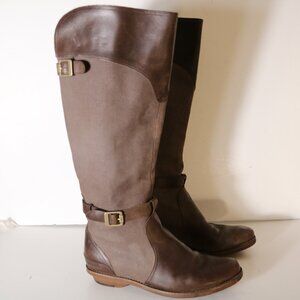 Merrell Adaline Tall  Rider Boot Women 10 Brown Leather Canvas  Equestrian